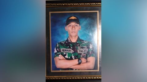 An image of submariner Gunadi Fajar Rahmanto seen at his family's home.