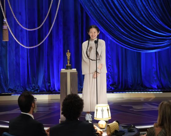 Chloé Zhao accepts the best director Oscar for "Nomadland." She is the first woman of color and the first woman of Asian descent <a href="index.php?page=&url=https%3A%2F%2Fwww.cnn.com%2F2021%2F04%2F25%2Fentertainment%2Fchloe-zhao-oscar-win%2Findex.html" target="_blank">to win best director.</a> "This is for anyone who has the faith and the courage to hold out to the goodness in themselves and to hold out to the goodness in each other, no matter how difficult it is to do that," she said in her acceptance speech. "You inspire me to keep going."
