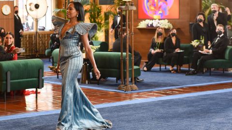 Actress and director Regina King opened the show at Union Station. She delivered a <a href="https://www.cnn.com/entertainment/live-news/oscars-2021/h_313cd228c7644d9a54d5e67f2784e82a" target="_blank">hopeful monologue</a> and said that if things had gone differently in the trial of former Minneapolis police officer Derek Chauvin, she probably would have been out marching instead of presenting. "As a mother of a Black son, I know the fear that so many live with -- and no amount of fame or fortune changes that," she said.