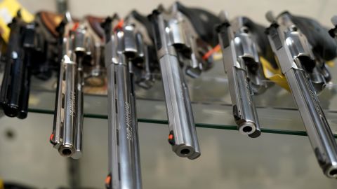 A display of guns for sale is seen at Coliseum Gun Traders Ltd. in Uniondale, New York on September 25, 2020. -