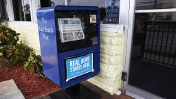 A GateHouse Media owned Palm Beach Post is seen for sale on August 05, 2019 in Palm Beach, Florida. GateHose Media announced an agreement to acquire Gannett Co. Inc, which would create the largest local news publishing organization in the U.S. 