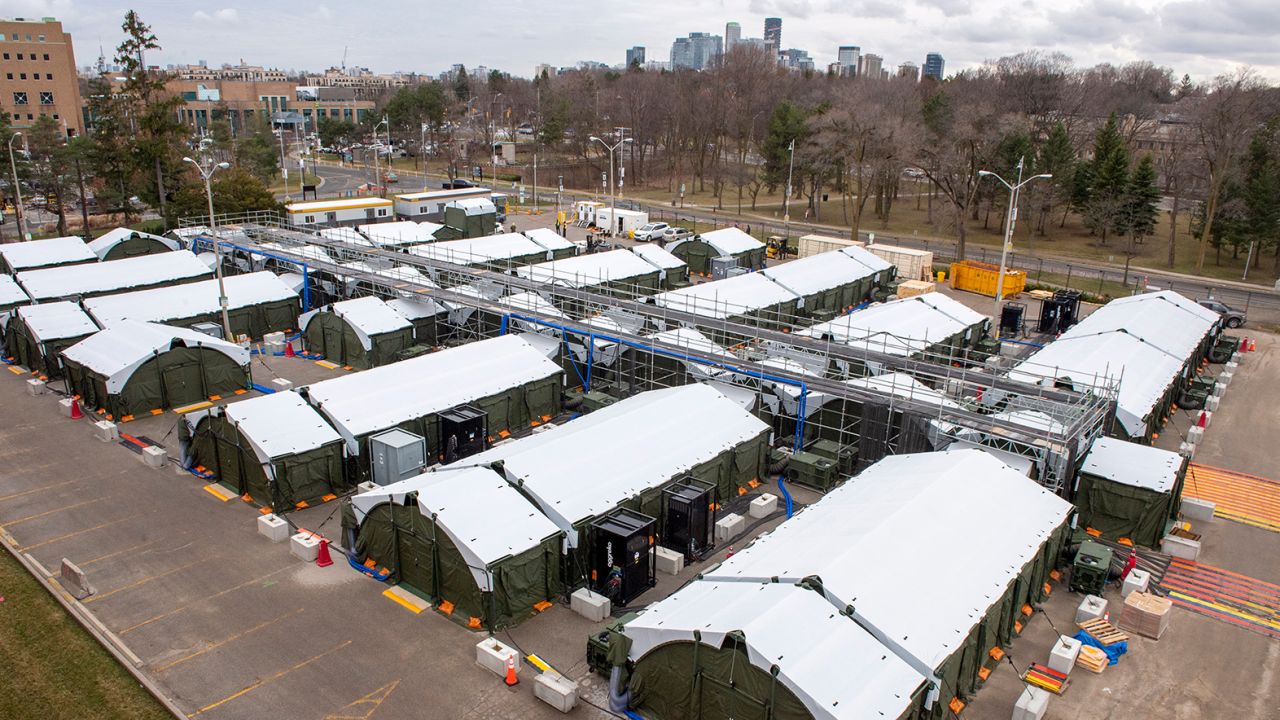 The field hospital in the parking lot of Sunnybrook Hospital in Toronto.