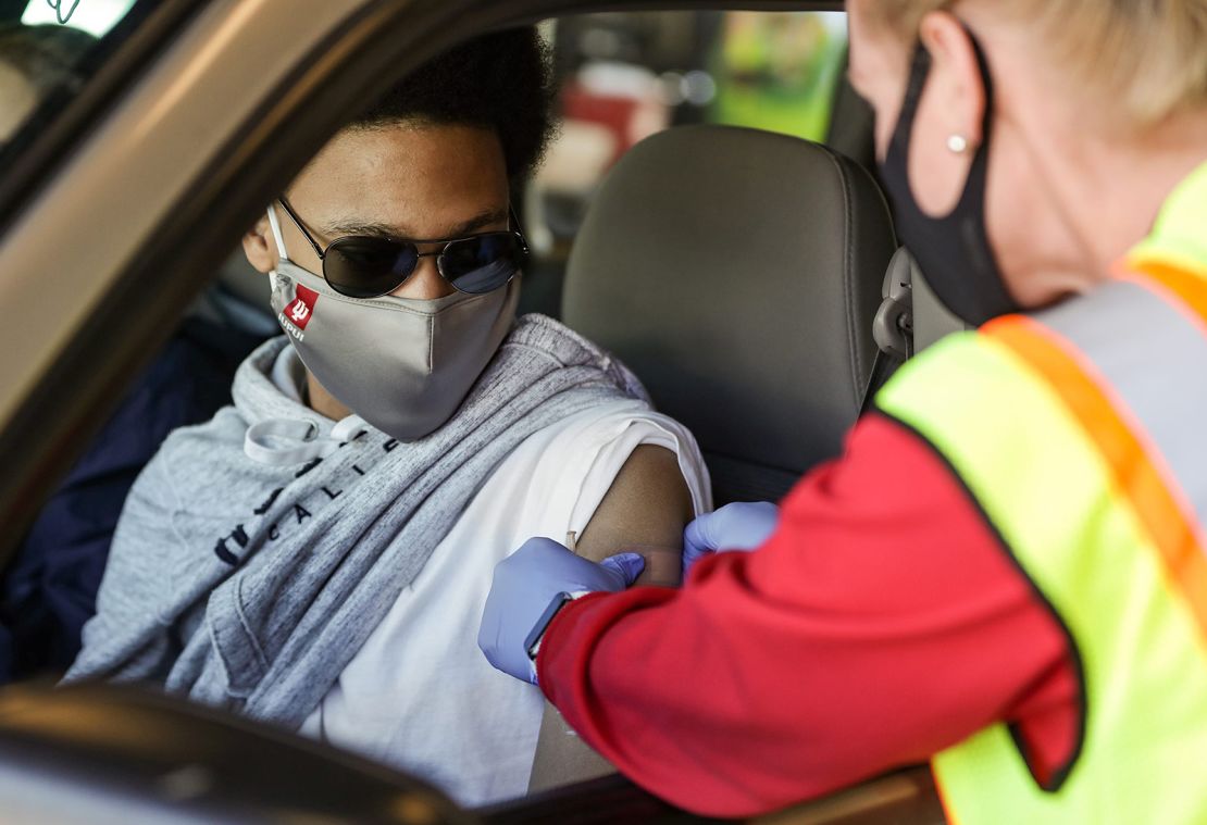 Jonathan Taylor got a Johnson & Johnson Covid-19 vaccine Sunday at Indianapolis Motor Speedway.