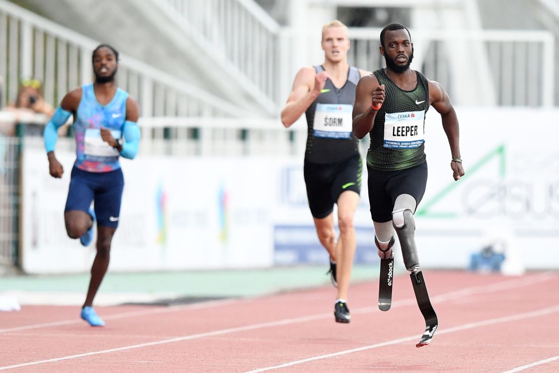 Blake Leeper (USA), right, wins the men's 400m race during the Josef Odlozil Memorial Athletic Classic Meeting EA Premium in Prague, Czech Republic, June 4, 2018.
