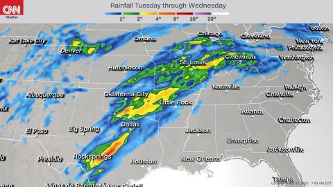 Forecast rainfall accumulation through Wednesday