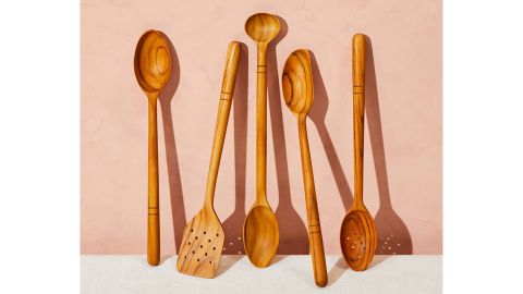 Five Two By Food52 Water Resistant teak Spatulas, Pack of 5
