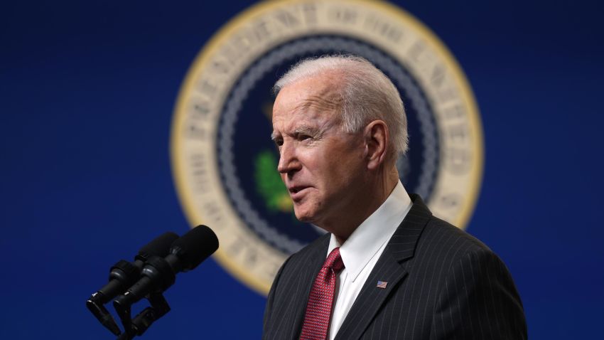WASHINGTON, DC - FEBRUARY 10:  U.S. President Joe Biden speaks as he makes a statement at the South Court Auditorium at Eisenhower Executive Building February 10, 2021 in Washington, DC. President Biden made a statement on the coup in Burma.  (Photo by Alex Wong/Getty Images)