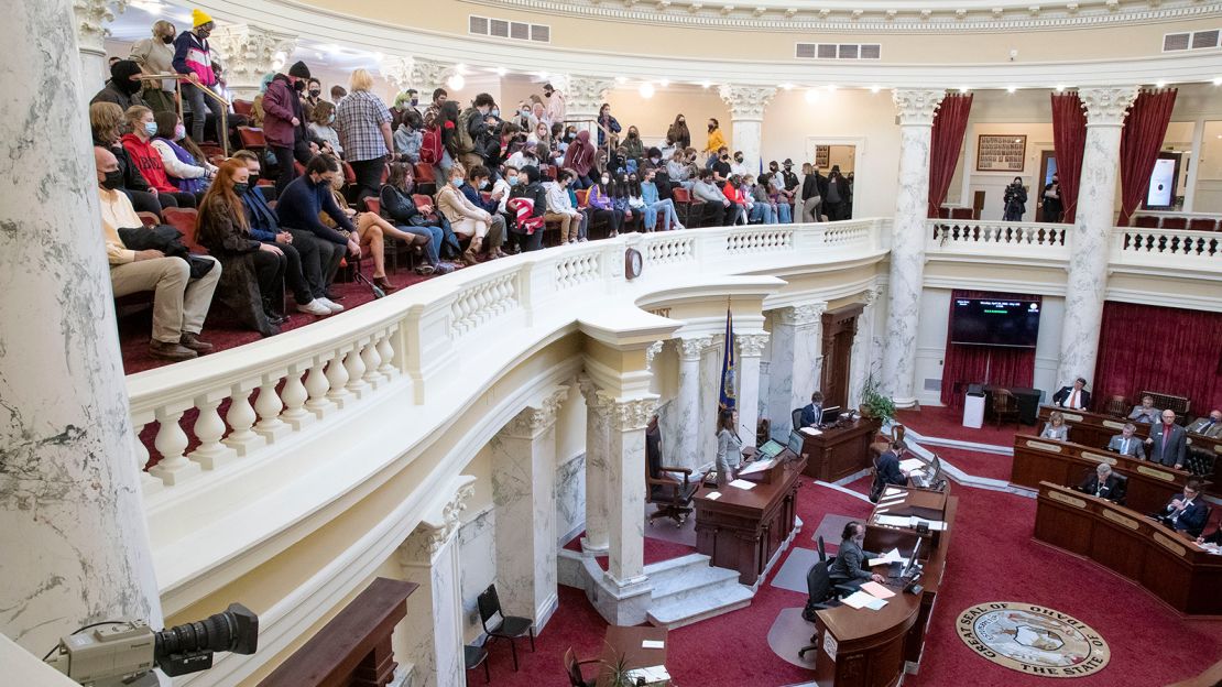 As HB377 is debated and passed by the Idaho Senate Monday, April 26, students and teachers filled the gallery.  