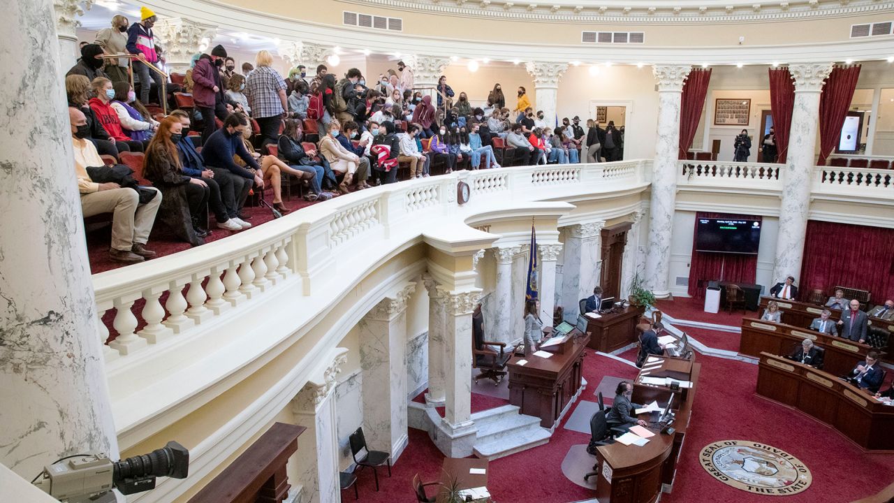 As HB377 is debated and passed by the Idaho Senate Monday, April 26, students and teachers filled the gallery.  