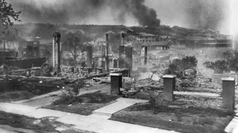 Homes and businesses were burned in the 1921 Tulsa Race Massacre.
