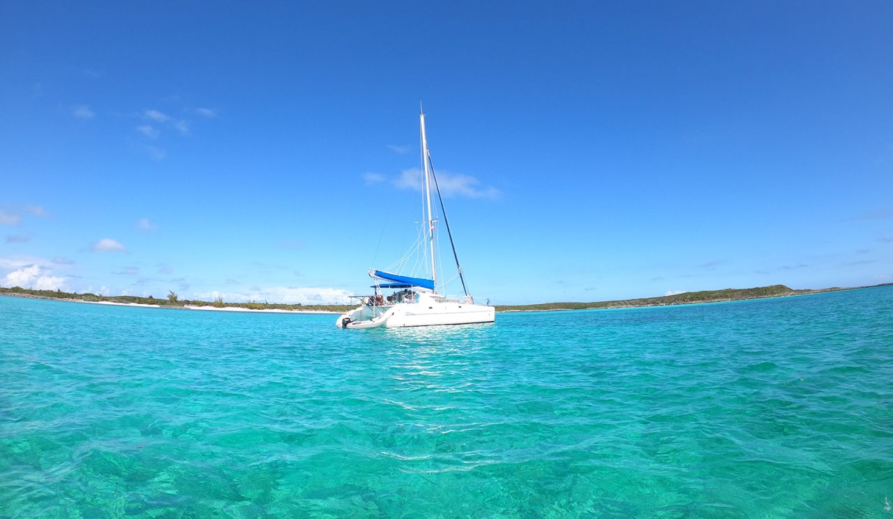 <strong>Boat life: </strong>The Hitchcock family left their home in Colorado to live aboard a catamaran they bought early in the pandemic. Here, Konstantina is anchored in the Berry Islands in the Bahamas.