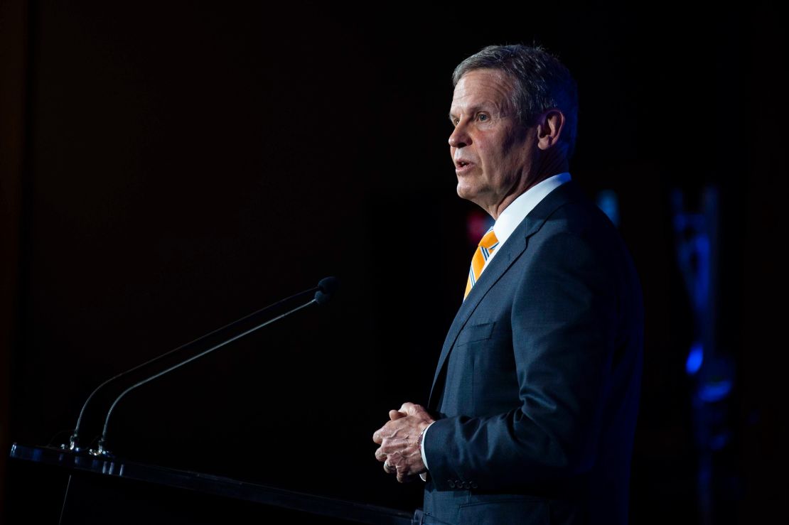Tennessee Gov. Bill Lee speaking at a press conference earlier this month.