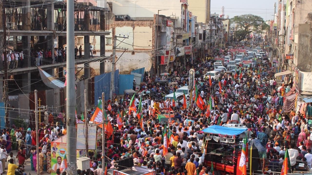 Members of Prime Minister Modi's Bharatiya Janata Party (BJP) held rallies despite rising Covid cases.