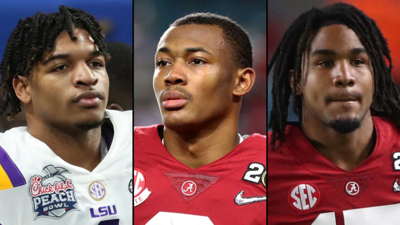 A strong set of wide receivers includes Ja'Marr Chase, left, DeVonta Smith and Jaylen Waddle.