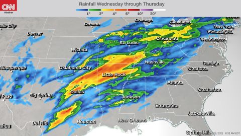 Forecast rainfall totals through Thursday