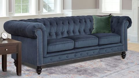 Eufaula 87.5-Inch Rolled Arm Chesterfield Sofa