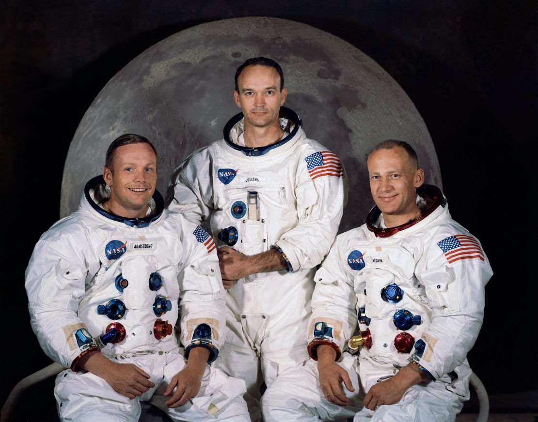 The official crew photo for Apollo 11. From left to right are astronauts Neil A. Armstrong, Commander; Michael Collins, Command Module Pilot; and Edwin E. Aldrin Jr., Lunar Module Pilot.
