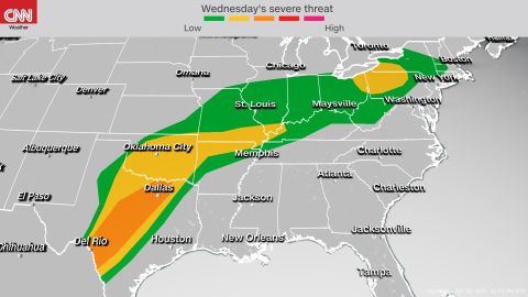 Storm Prediction Center's severe weather outlook Wednesday into Wednesday night