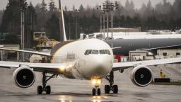 EVERETT, WA - FEBRUARY 22: A Boeing 767 taxis for takeoff at Boeing's airplane production facility on February 22, 2021 in Everett, Washington. Following Saturday's engine failure on a Boeing 777 over Denver, the FAA issued an emergency inspection order for Boeing 777 aircraft with Pratt & Whitney engines. (Photo by David Ryder/Getty Images)