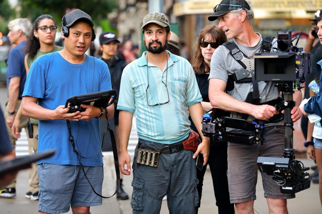 Jon M. Chu and Lin-Manuel Miranda on location for "In the Heights" in June 2019.