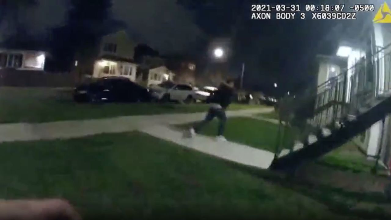 Police body cam video released Wednesday shows Anthony Alvarez running from police when he was shot. 