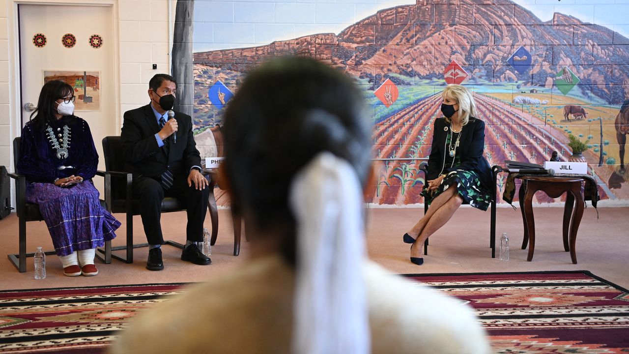 Biden takes part in a listening session with students in Arizona last week.