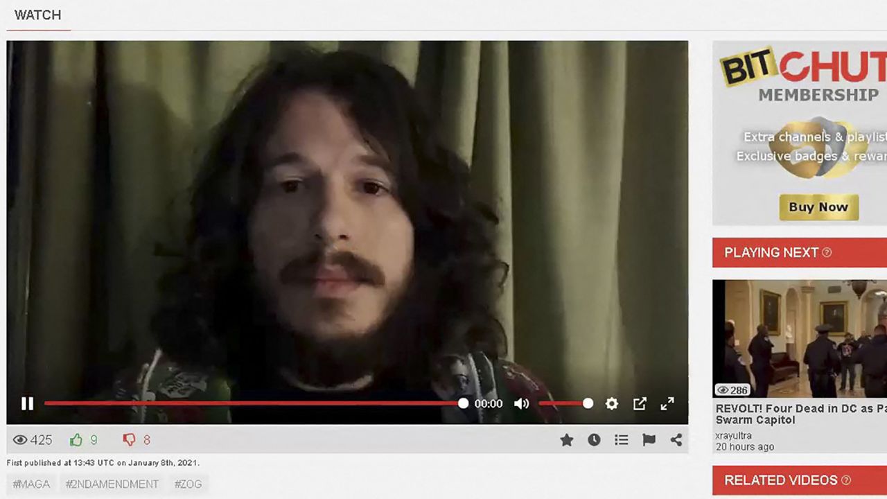 This undated video frame grab image shows Brendan Hunt, 37, in a video he posted online.