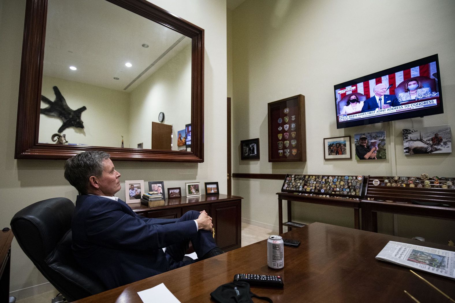 US Sen. Steve Daines was among the lawmakers who had to watch the speech on television.