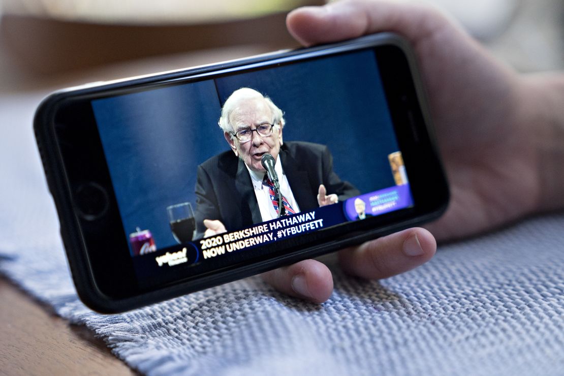 Warren Buffett during last year's virtual Berkshire Hathaway annual shareholders meeting.