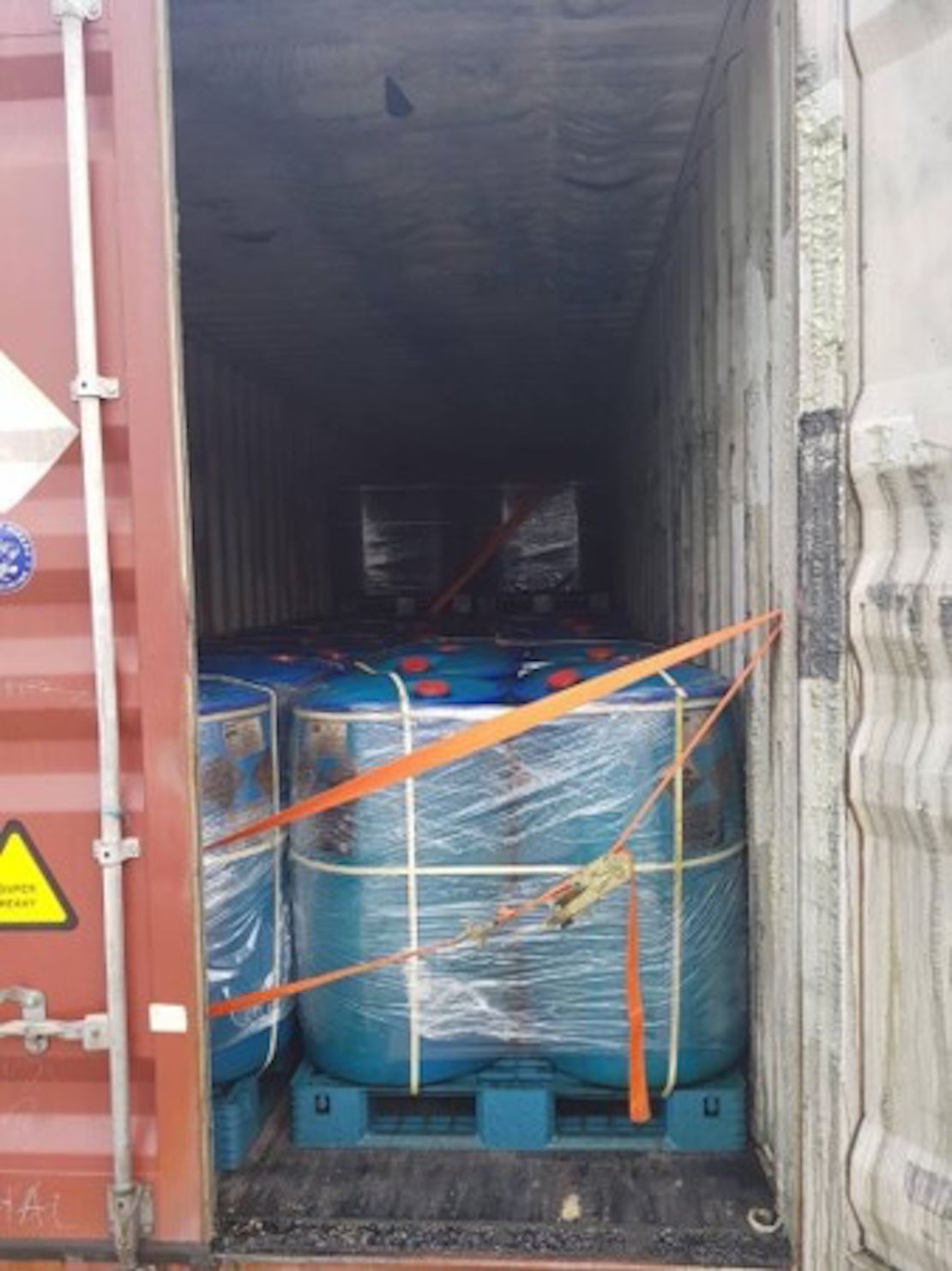 The shipping container held 72 tons of propionyl chloride when it was seized in Laos. 