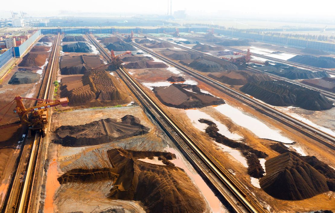 Iron ore imported from Australia and Brazil at an iron ore storage yard in Taicang Port, Jiangsu Province, China on December 9, 2020.