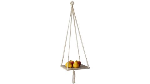 Macramé Plant Hangers With Wooden Tray Plate Hanging Planter