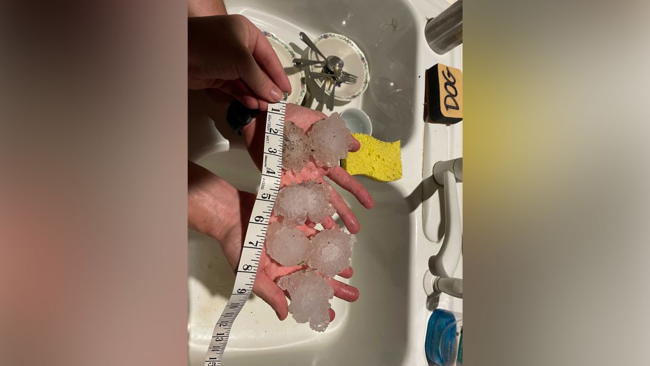 CNN meteorologist, Haley Brink, shares this image of hail from North Fort Worth, near Keller, Texas, on Wednesday night.