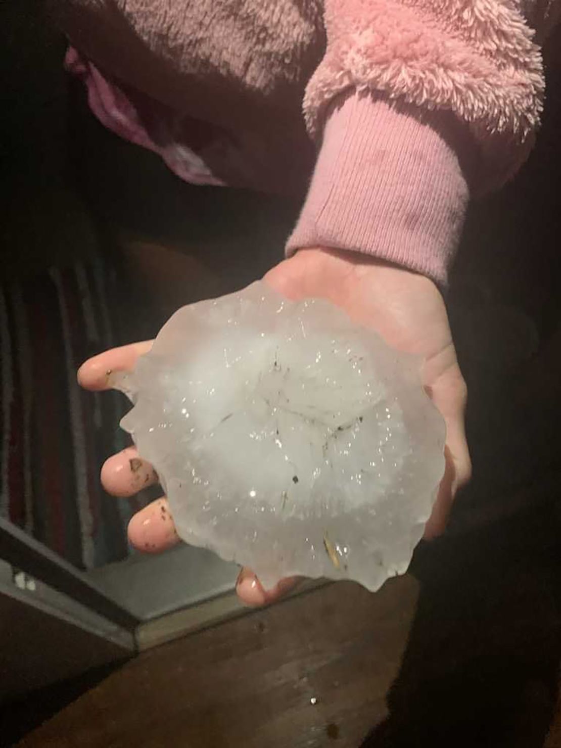 Large hailstones shattered the windows of a house in Hondo, Texas, on Wednesday night, as severe weather impacted the area.