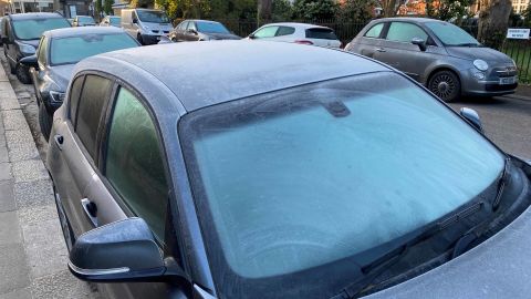 
Due to near-record dry weather, late-season frost has hit all over the UK, including London, where cars were frosted over in the white crystals in early April.