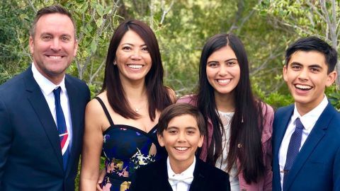 The author with her husband and children