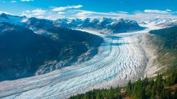 This September 2017 photo provided by researcher Brian Menounos shows the Klinaklini glacier in British Columbia, Canada. The glacier and the adjacent icefield has lost nearly 16 billion tons (14.5 billion metric tons) of snow and ice since 2000, with 10.7 billion tons of that (9.8 billion metric tons) of that since 2010, Menounos says. And the rate of loss accelerated over the last five years of the study. (Brian Menounos via AP)