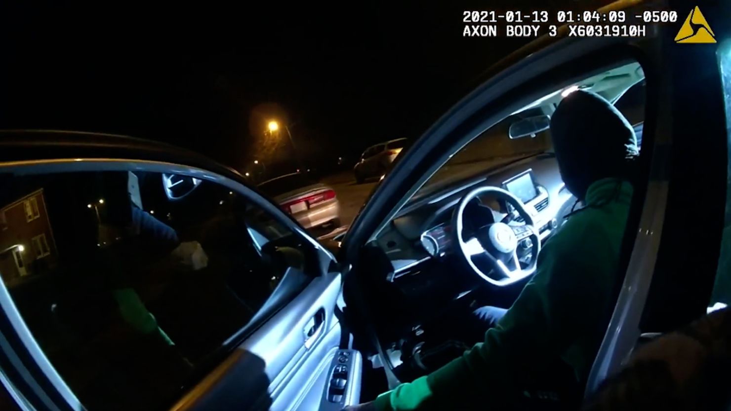 An image from the bodycam footage released by  New Castle County Police