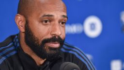 MONTREAL, QC - FEBRUARY 29:  Head coach of the Montreal Impact Thierry Henry addresses the media after a victory against New England Revolution during the MLS game at Olympic Stadium on February 29, 2020 in Montreal, Quebec, Canada. The Montreal Impact defeated New England Revolution 2-1.  (Photo by Minas Panagiotakis/Getty Images)