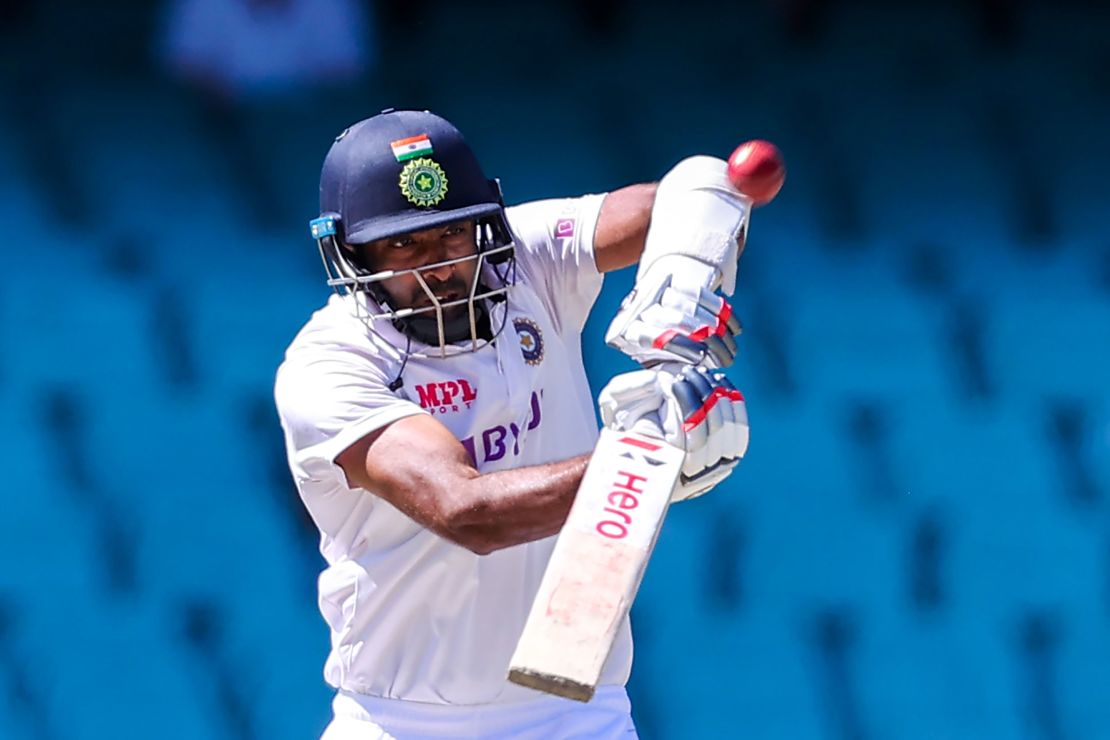 Ashwin plays a shot during the fifth day of the third Test between Australia and India earlier this year.