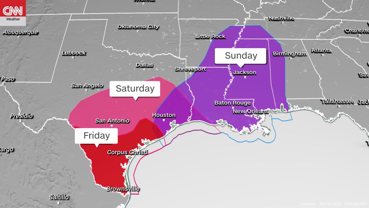 Storm Prediction Center's severe weather outlooks Friday through Sunday