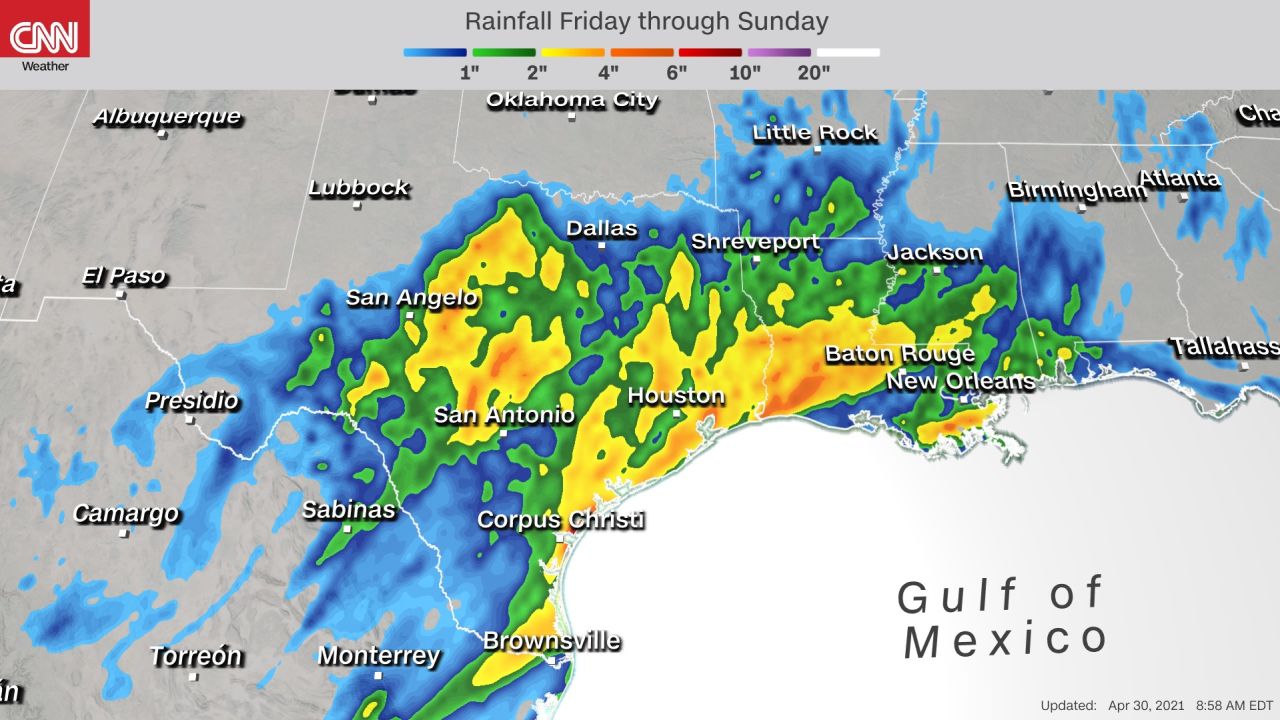Forecast rainfall accumulation through Sunday