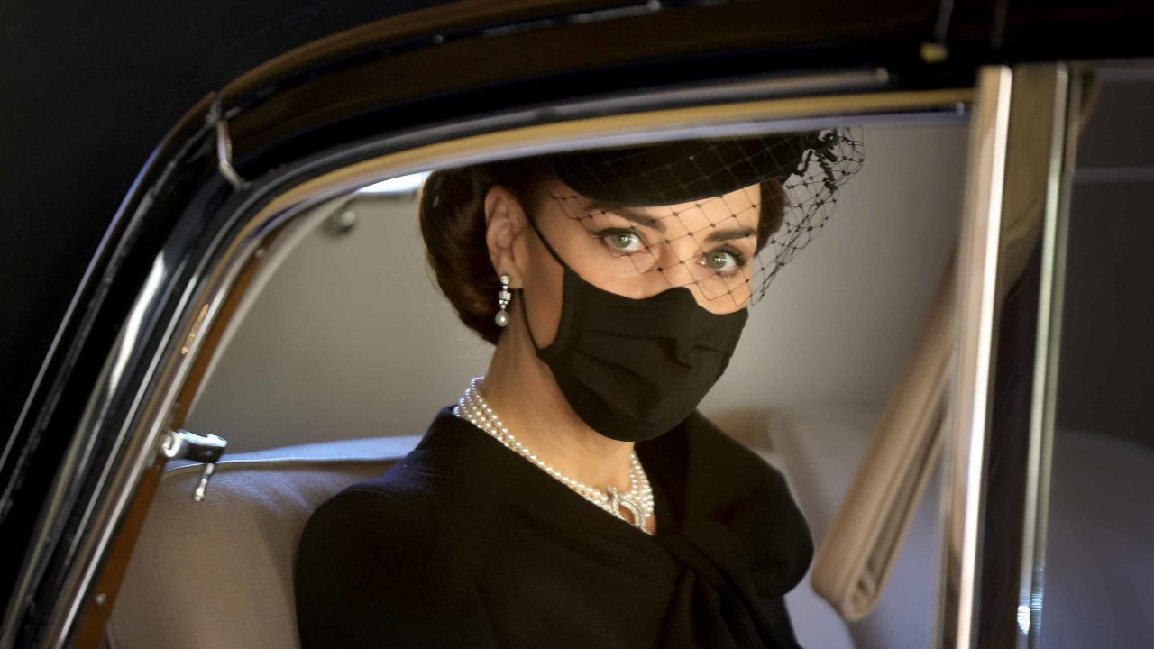 Catherine, Duchess of Cambridge during the funeral of Prince Philip, Duke of Edinburgh at Windsor Castle on April 17.