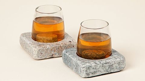 Weinkühluntersetzer mit Glas, 2 Sets