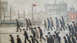 L.S. Lowry, Going to the Match, 1928, oil on canvas 17 by 21in. (est. £2,000,000-3,000,000) - detail 2. From Sotheby's: Painted in 1928, Going to the Match is among the earliest known, if not the earliest, depiction of one of L.S. Lowry's most iconic and timeless subjects -- that of spectators thronging to a sporting occasion.