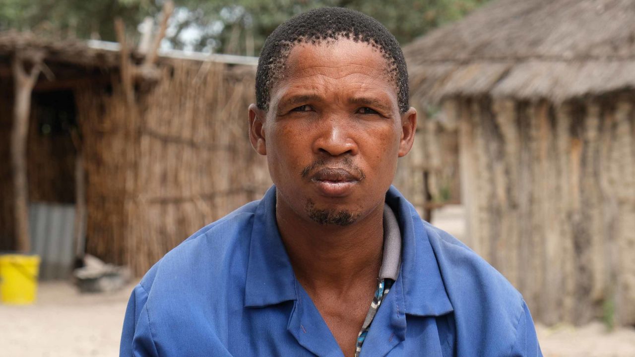 Paulus Mukoso is the leader of a group of !Kung people who live near the exploratory drilling -- nobody from ReconAfrica had come to talk to them. "I am worried that if they come here, they will say only the good things that they are bringing here, not the bad things."