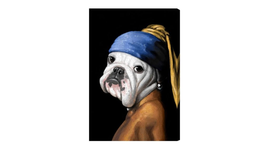 Oliver Gal "Dog with the Pearl Earring" Canvas Wall Art