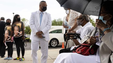 Don Bryant, Ma'Khia's cousin, other family members and friends arrived for her funeral at the First Church of God in Columbus, Ohio, on Friday.