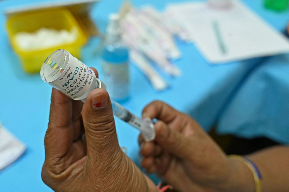 A medical worker prepares a jab of the Covaxin Covid-19 coronavirus vaccine at a health centre in New Delhi on April 29, 2021. 
