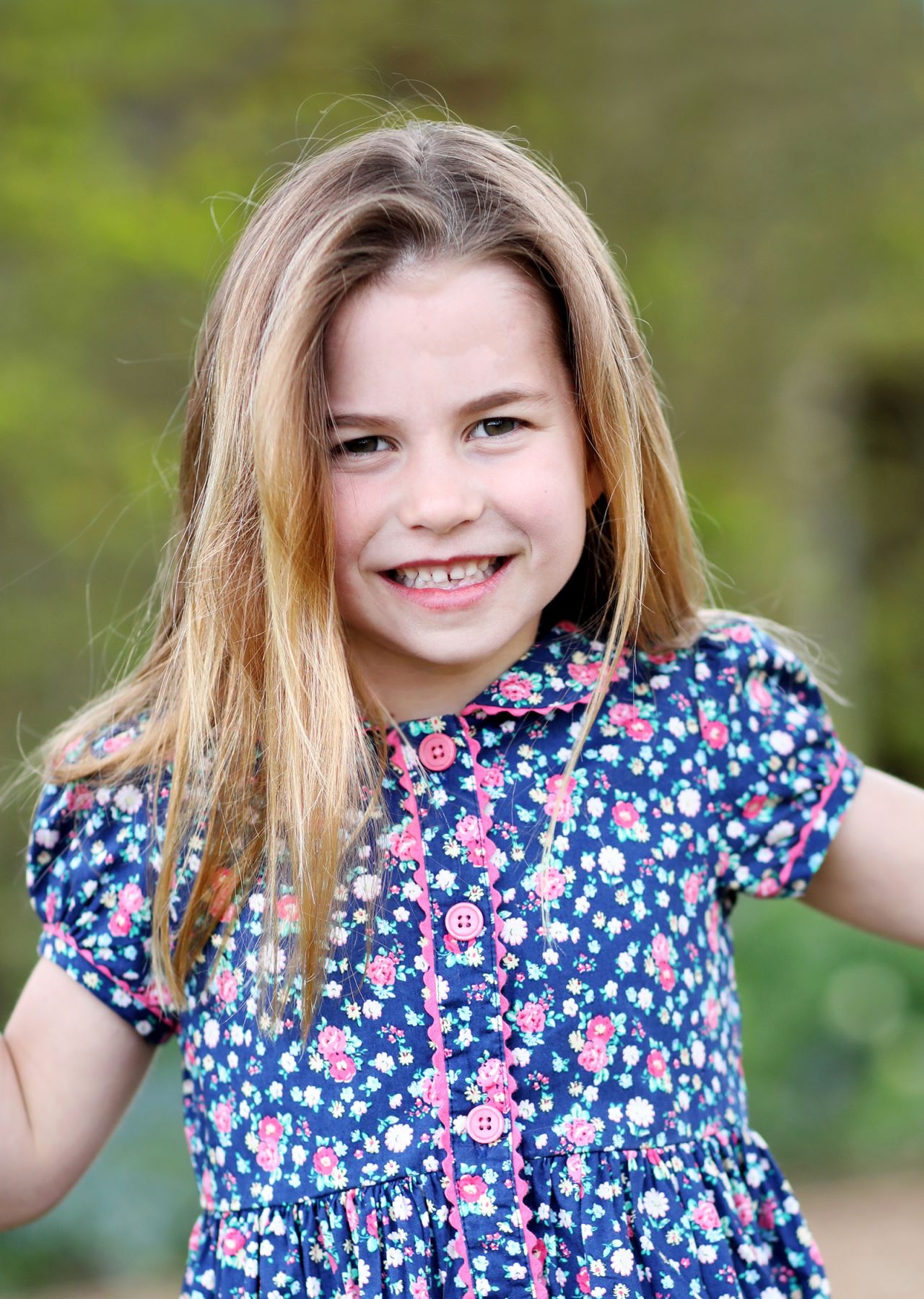 Princess Charlotte, William and Catherine's middle child and only daughter, is seen in this handout photo released on May 1, 2021, a day before her sixth birthday. She's fourth in line to the throne, behind her brother Prince George.
